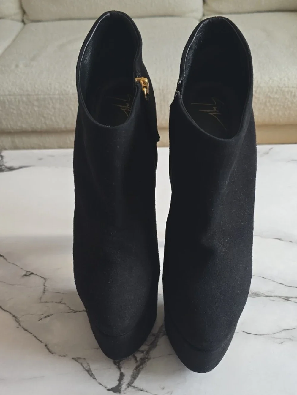 Giuseppe Zanotti Black Suede Platform Stiletto Ankle Boot